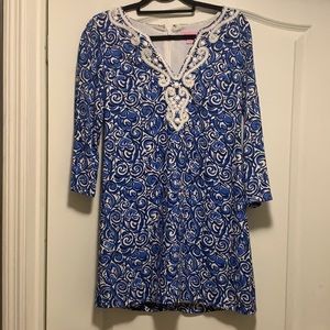 Lilly Pulitzer Blue And White Embellished Dress